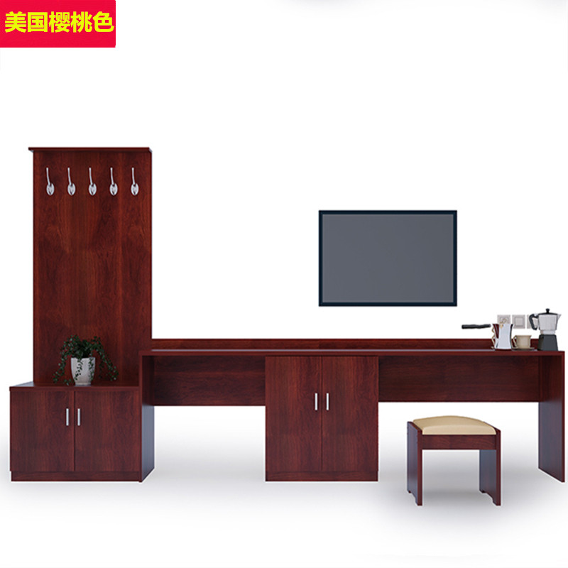 Custom Hotel Guesthouse Punctuator Furniture Complete Luggage Cabinet With Hangover Plate Combination High And Low Table TV Cabinet Desk