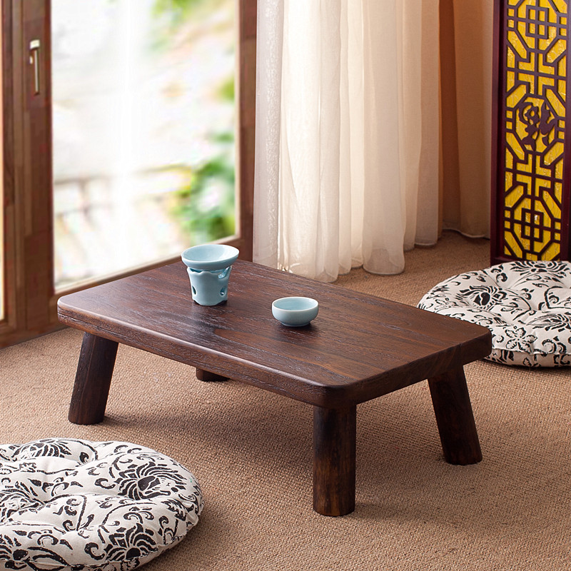 Low table Japanese tatami coffee table solid wood kang table balcony small coffee table mini zen tea table floor low table