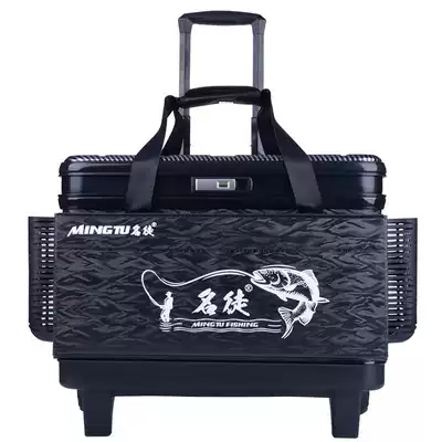 The famous fishing tackle fishing trolley case EVA material with Rod and large wheel can sit on the wheel trolley case fishing box