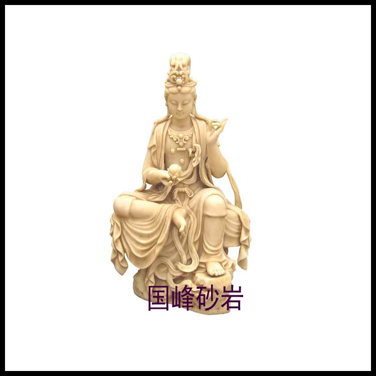 Artificial sandstone relief glass steel imitation copper round carving production figure statue Avalokitesvara Buddha statue temple garden decoration