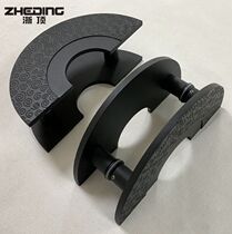 Chinese style glass door handle Xiangyun solid wood door Sliding door handle Carved semicircle antique copper door handrail black