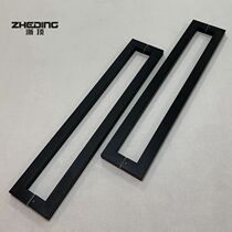 Modern simple fine sand black glass door handle thickened stainless steel door handle square tube wooden door long handle spot