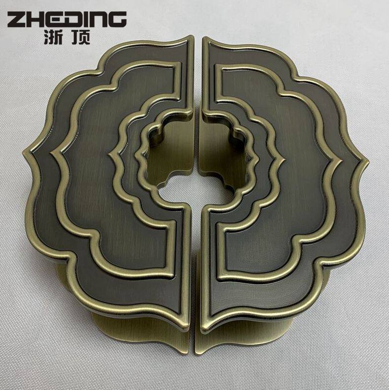 Chinese antique door handle hotel antique personality glass door handle bronze wood door handle semicircular
