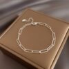 Silver Plain Circle Bracelet for Women, Summer Ins Niche Design, Fashionable and Simple Bracelet, Ins Cool Style, Sparkling Jewelry