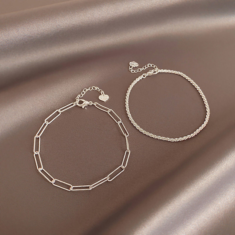 Silver Plain Circle Bracelet for Women, Summer Ins Niche Design, Fashionable and Simple Bracelet, Ins Cool Style, Sparkling Jewelry