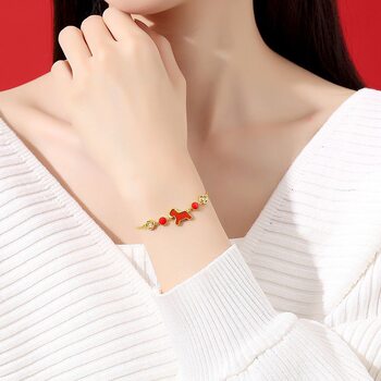 Year of the Horse 925 Silver Zodiac Year of Birth Necklace and Bracelet, Versatile Light Luxury Style, Simple Matching Accessories for Students