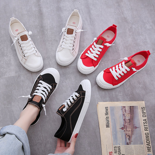 Renben canvas shoes Women's shoes 2024 Korean version ulzzang students casual versatile couple sneakers ins trendy white shoes