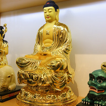 Pure bronze paste true Jinhua Yan Three Holy Ornament Manjushri Bodhisattva Puxian Bodhisattva Three Treasures Buddha Rulai Buddha statue enshrined