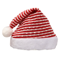 圣诞帽子儿童成人帽圣诞老人帽圣诞装饰品高档长毛绒条纹帽子头饰