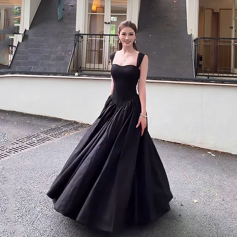 Summer Black Long Elegant A-Line Party Dress for Women 2026 New Summer Long Dress with a Sense of Design