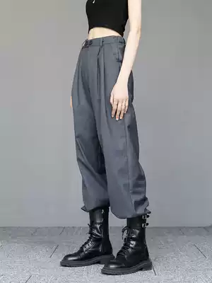 2021 spring and autumn elastic high waist casual pants women mopping simple suit pants straight tube loose hanging pants wide legs