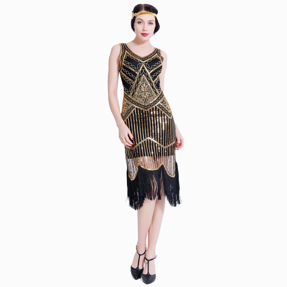 Vintage 1920s Flapper Dress women Great Gatsby Dress