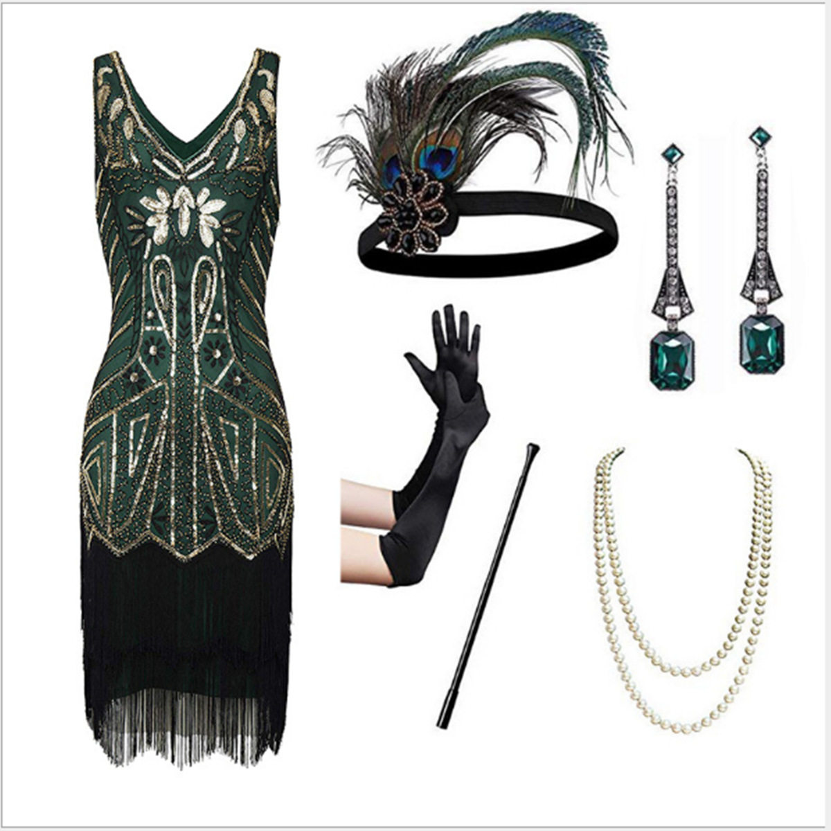 Deco Flapper Dress Roaring 20s Great Gatsby Dress Vestidos