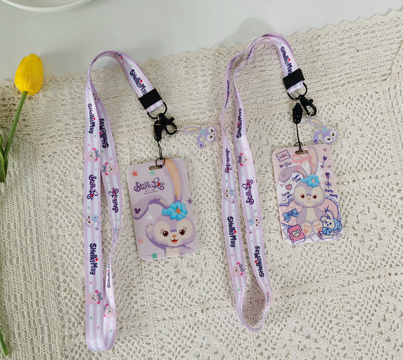 Purple Rabbit Documents Cutting Sleeve Super-Beautiful Hanging Rope Documents Sleeve Cartoon Student Certificate of Work Permit Access Bus Card Card