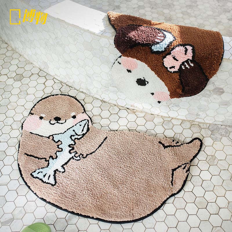 China National Geographic Museum Cultural and Creative Products Otter Sea Otter Bedroom Coffee Table Bedside Skin-Friendly Plush Soft Non-Slip Carpet