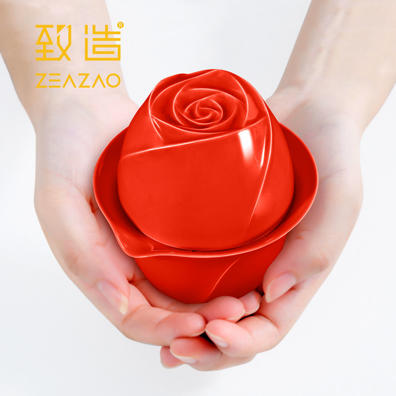 Make a rose express cup A pot a cup of travel Kung Fu tea Portable small set Valentine's Day Confession Birthday gift