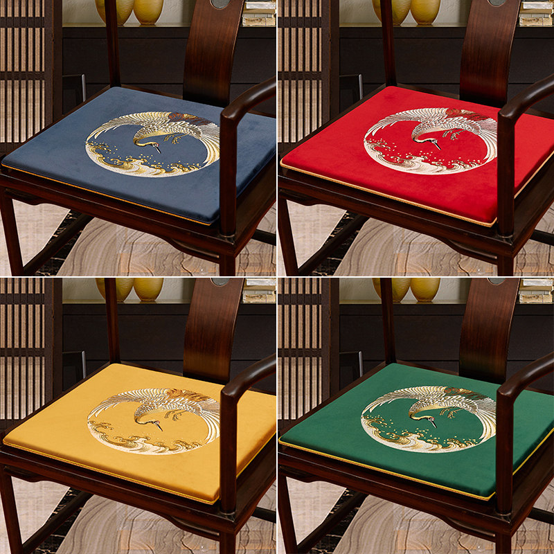 Chinese Red Wood Sofa Hair Chair Subcushion Solid Wood Dining Chair Taiko Chair Cushion Officer Hat Chair Circle Chair Tea Chair Cushion Home Anti Slip-Taobao