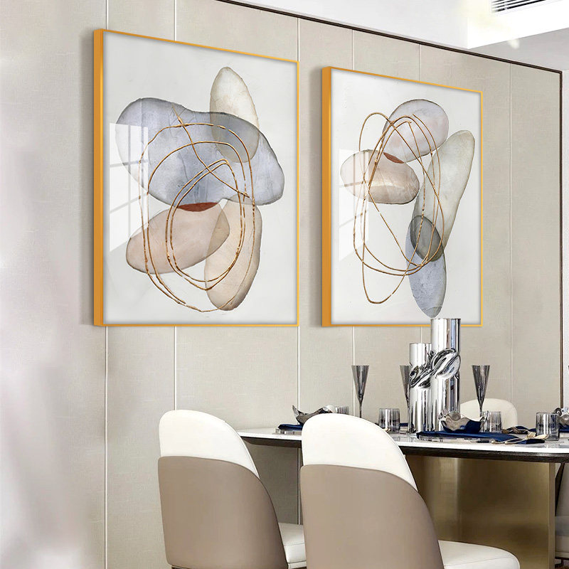 Modern dining room decoration painting light luxury bedroom bedside mural Nordic dining table hanging painting crystal porcelain painting simple abstract