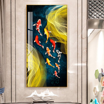  Every year there are fish entrances decorative paintings corridors aisles vertical hanging paintings blessings lucky stairs murals diamond-encrusted crystal porcelain paintings