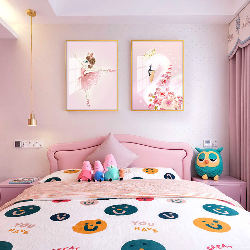 Children Room Decoration Painting Cozy Daughter Room Pink Princess House Cartoon Hang Painting Bedroom Bedside Crystal Porcelain Painting