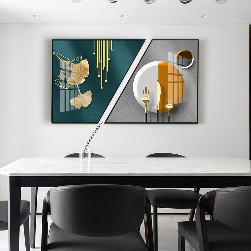 Dining room decoration painting modern minimalist trapezoidal dining room hanging painting atmospheric living room background wall mural above the dining table