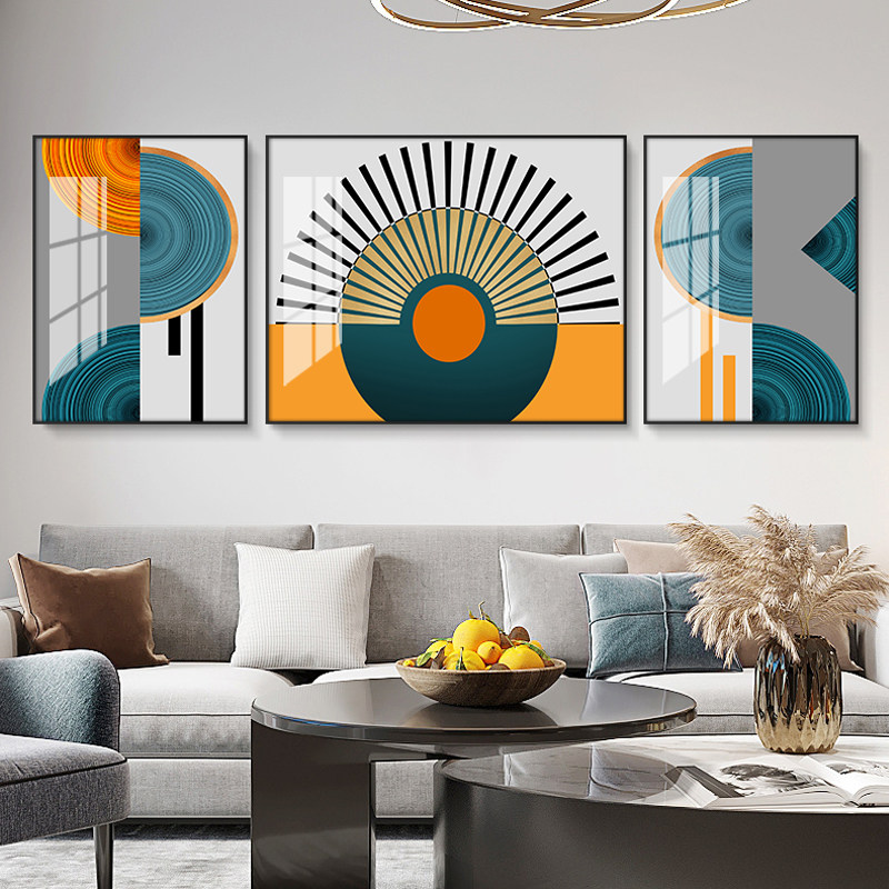 Minimalist Abstract Living room Triple decoration painting modern minimalist sofa Background wall hanging painting Nordic crystal porcelain painting frescoes