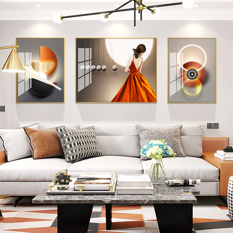 Modern minimalist living room decoration painting beauty character light luxury sofa background wall painting art hanging painting crystal porcelain painting mural
