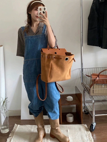 Коричневый летний рюкзак, сумка на одно плечо, в корейском стиле