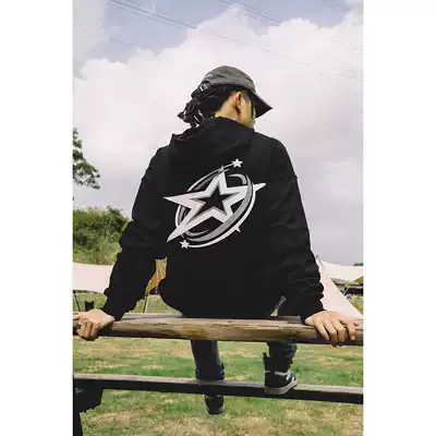 AIRWAY National Tide Hip Hop Couple Men and Women Star Hoodie Tide Brand Hooded Top Trunk Street Loose Sweater