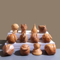 Boxwood thuja phaseless twelve zodiac handles home furnishings mens toys wood carvings mice tigers and rabbits gifts