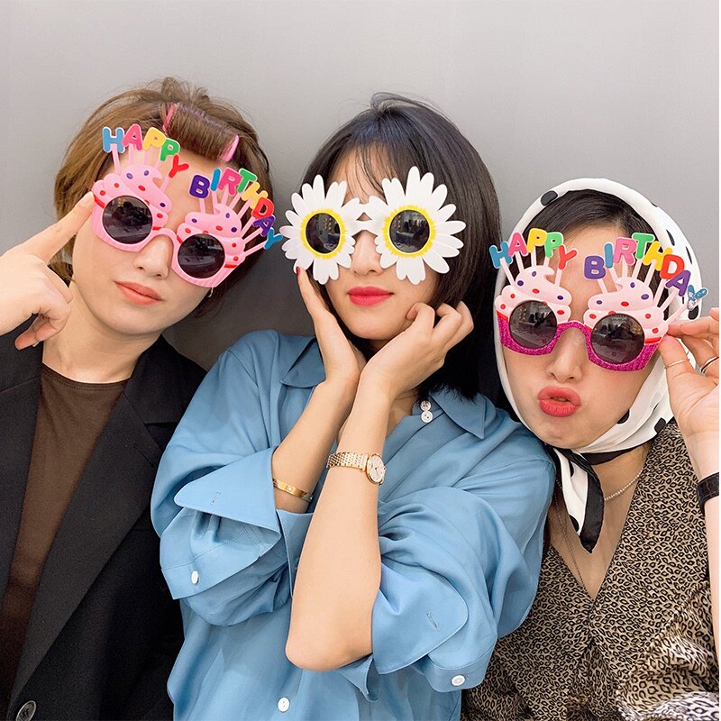 Birthday glasses decoration scene layout party happy funny glasses children girlfriends photo props cake decoration