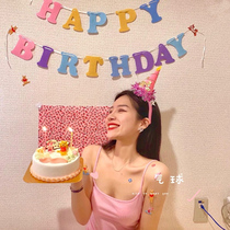 ins wind net red small red book birthday decoration scene placement of macaronella flag color flag party baby children