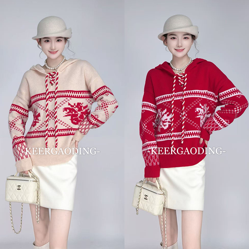 [Christmas Sweater] High-End New Chinese-Style Designer Hooded Wool Sweater Top Fc-8860
