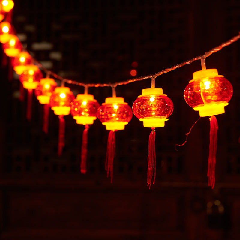 LED New Year decorations Home Chinese New Year Great red lantern hanging decoration Spring Festival arrangement gate Balcony Small Red Lantern Light String-Taobao