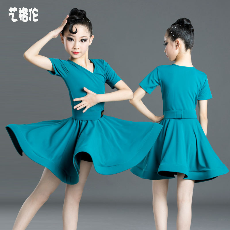 Art Glen Latin dance clothing children's female professional competition practice children's dance performance summer ice silk dress