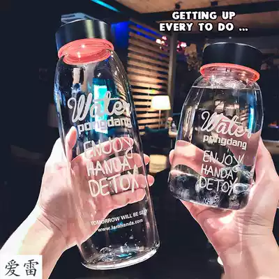 Large capacity Net red glass glass Korean classic small fat water Cup male and female students flower tea cup simple Japanese Cup