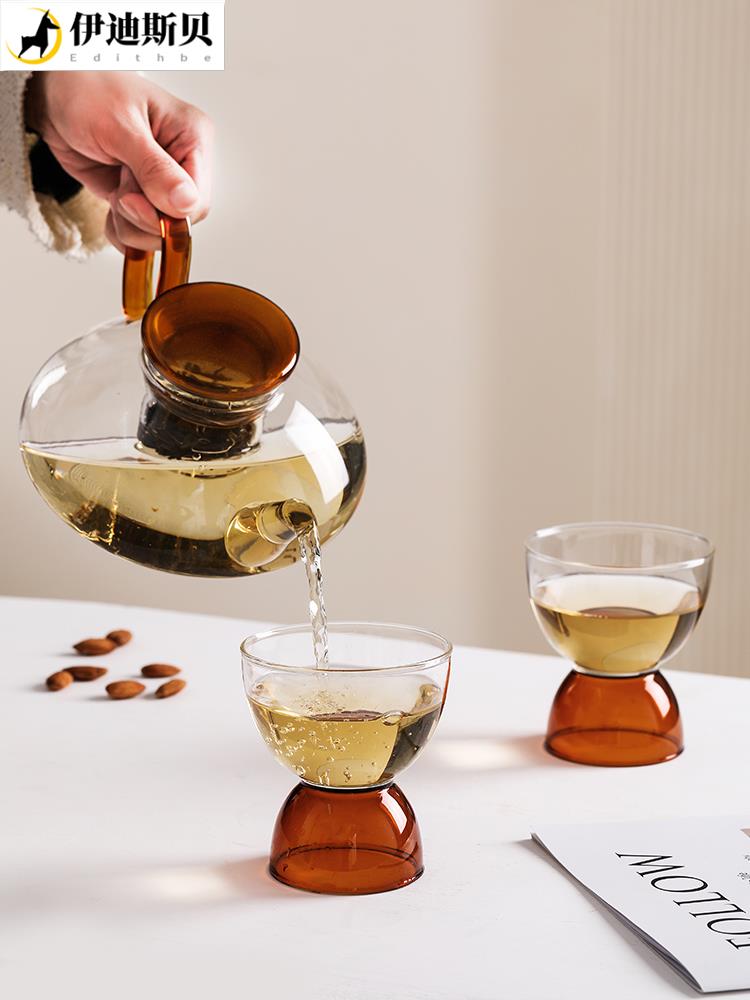 Tea pot set French heating glass cup household high temperature tea cup tea separate kettle flower