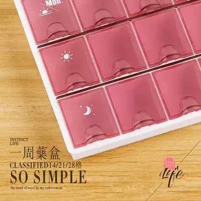 Large-capacity 14-cell medicine box 28-box large-scale medicine box one-week portable travel charge grid morning, middle and night 21-grid