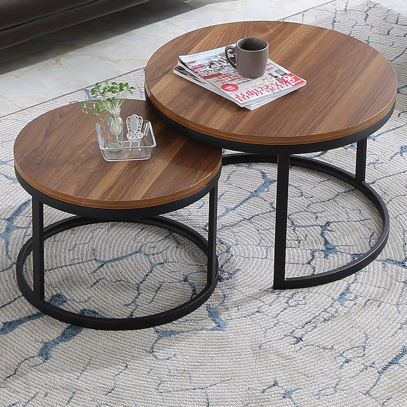 Nordic solid wood coffee table simple modern net red office business meeting negotiation living room round small coffee table combination