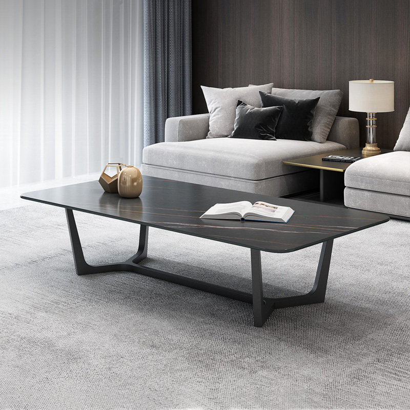 Italian light luxury marble coffee table simple modern office reception reception business living room square Nordic coffee table