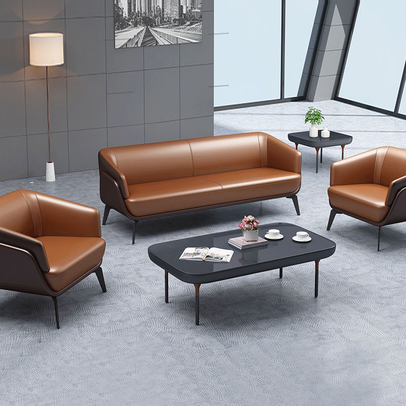 Simple office sofa combination modern business negotiation three-person leather shop small reception office sofa