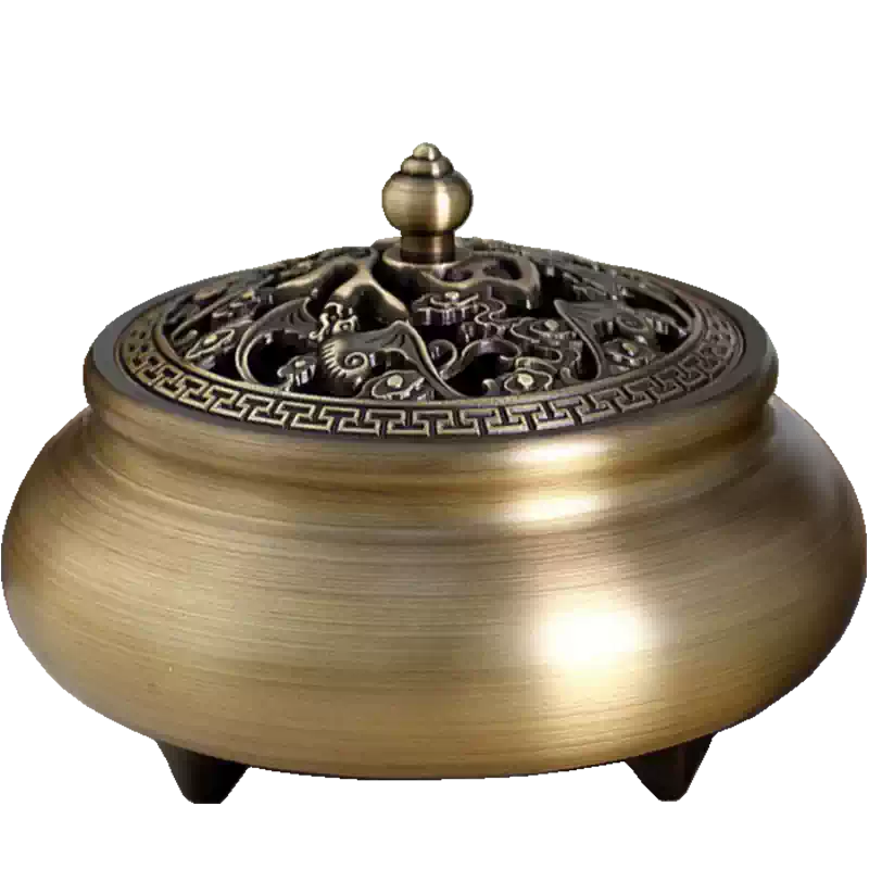 大号香炉纯铜家用室内檀香炉熏香炉沉香插创意摆件三