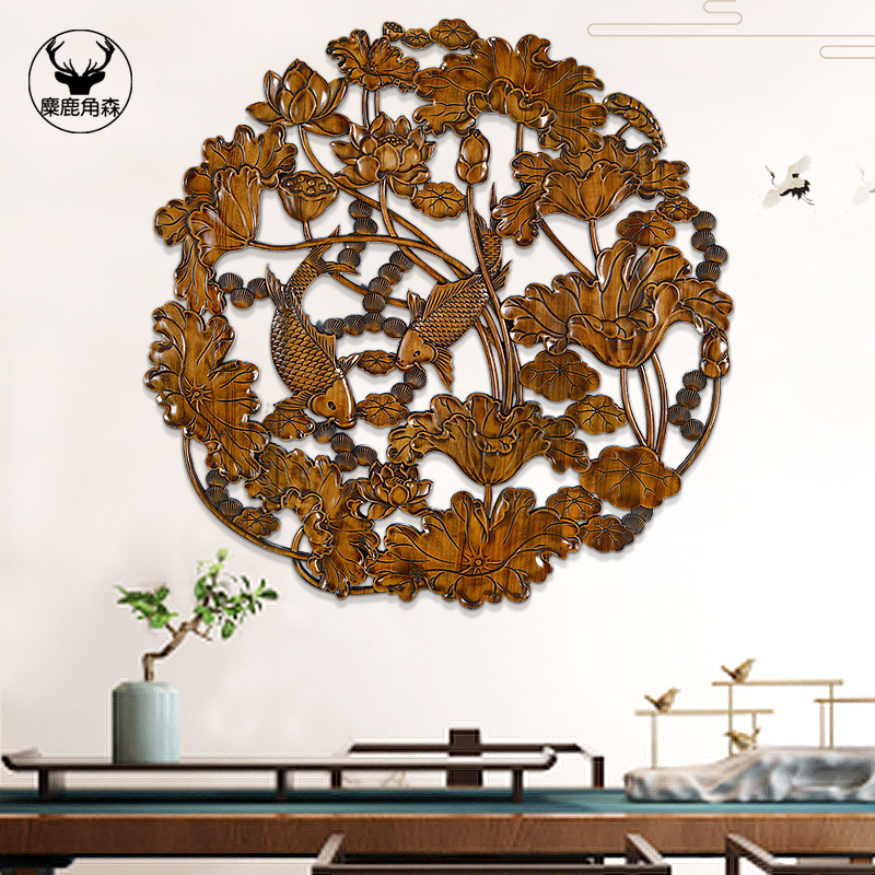 Dongyang wood carving pendant Chinese classical wall hanging solid wood carving craft gift decoration living room antique pendant custom-made classical