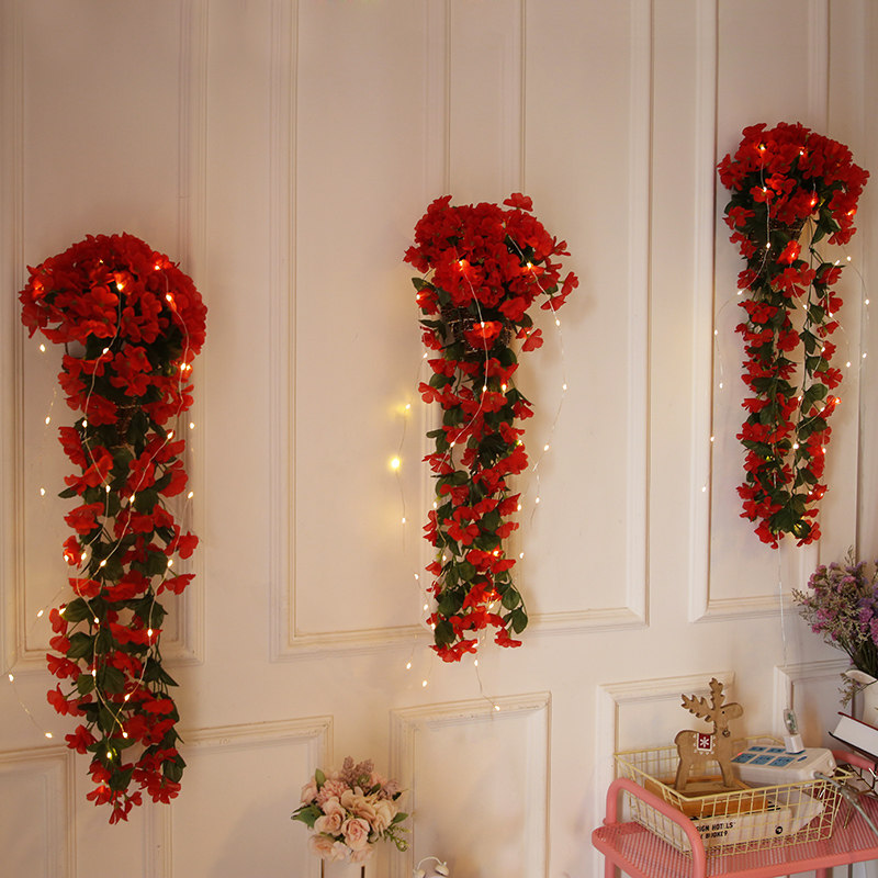 New house decoration Wedding room decoration Door wedding room decoration Romantic wedding Living room wall wedding decoration pull flowers