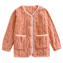 Sleepwear jacket jacket jacket Women fall winter flange suede Garnter thickened Warm Coral Suede Long Sleeve Pure Color Home Clothing