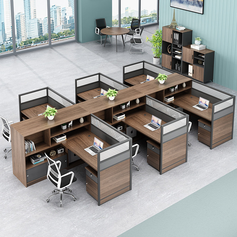 Guangzhou simple and modern staff office desk and chair combination financial screen card seat office work table