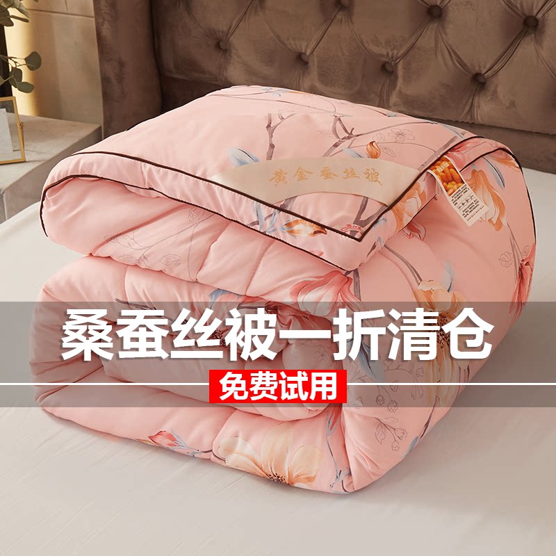 High-end silk quilt 100% mulberry silk t quilt winter quilt core cotton quilt thickened warm spring autumn quilt by single double summer cool quilt