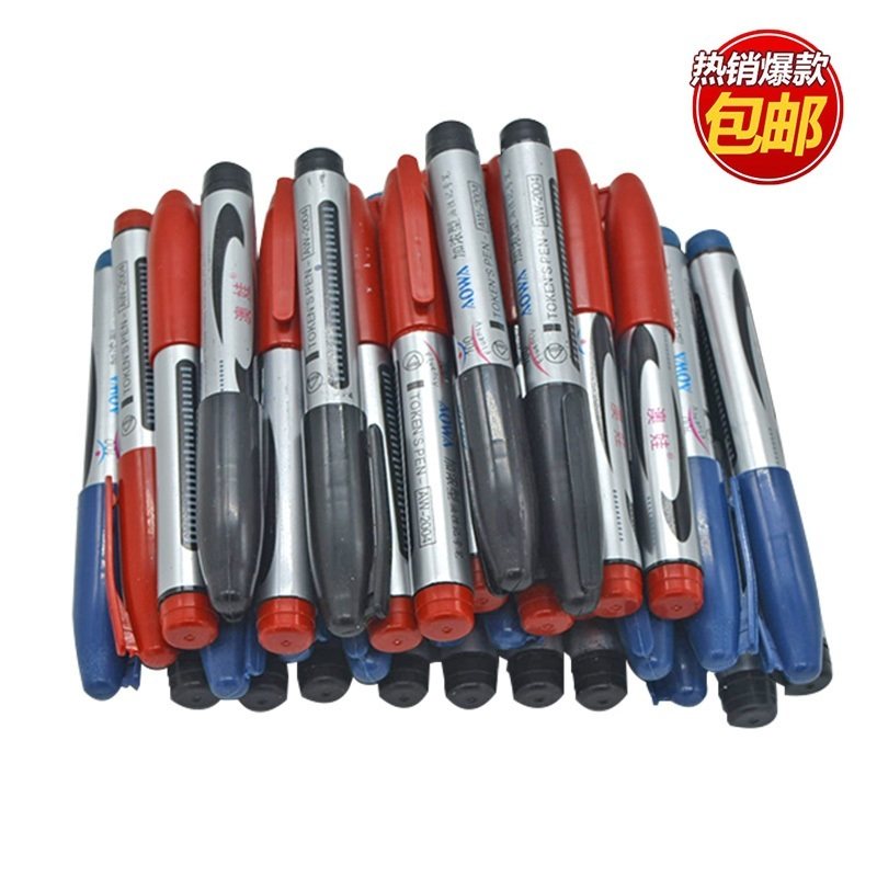 10 boxes of mark pen oil non-rubbable logistics packaging pen Fast dry strange pen add coarse cardboard box ink red blue black dry spring office store