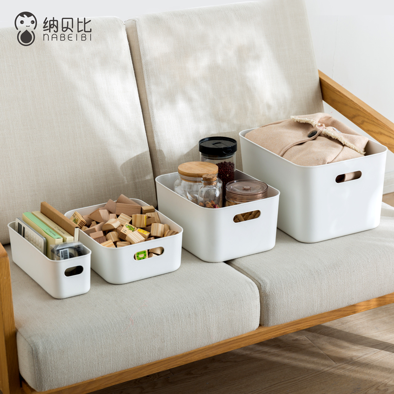 Nabebi storage box rectangular Japanese desktop cosmetic plastic kitchen storage box long narrow storage basket