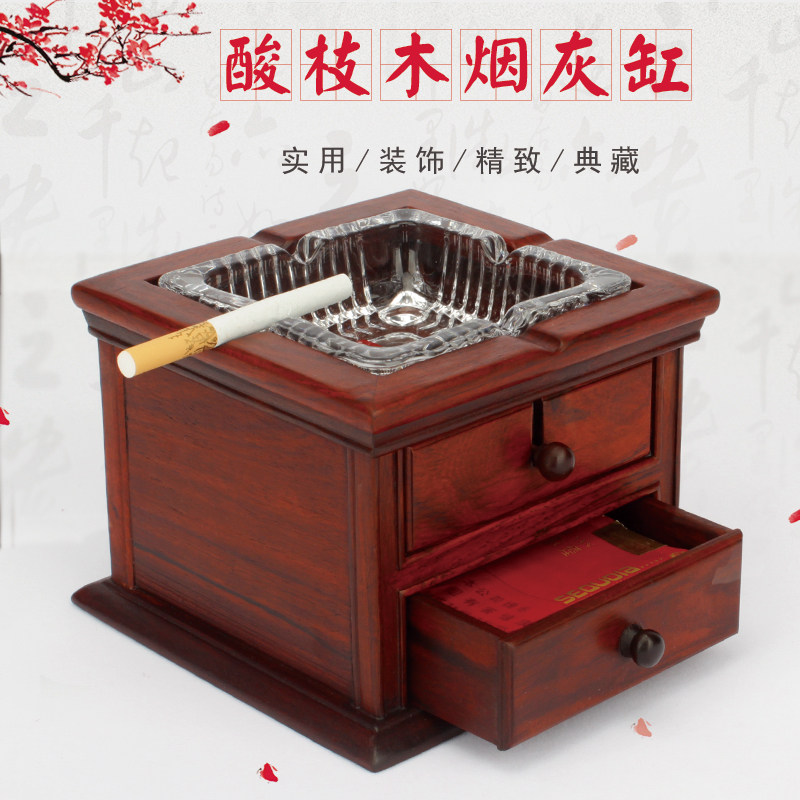 Acid Branches Wooden tobacco Ashtray Solid Wood Red Wood Handicraft Tobacco Cylinder Office Desktop Retro-Tobacco Vat Business Gift